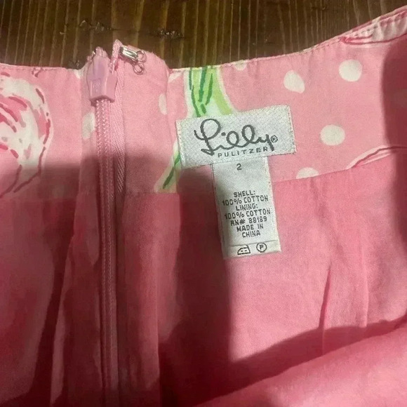 LILLY PULITZER SKIRT NIKITA MINI PINK WHITE FLORAL DOTS BARBIECORE PULITZER SZ 2 - Picture 3 of 4